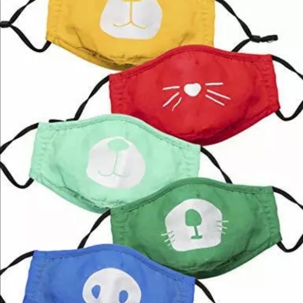 NEW 2 packs of Kids Face Mask Set Cute Animal Prints Washable. 10 Masks Total.